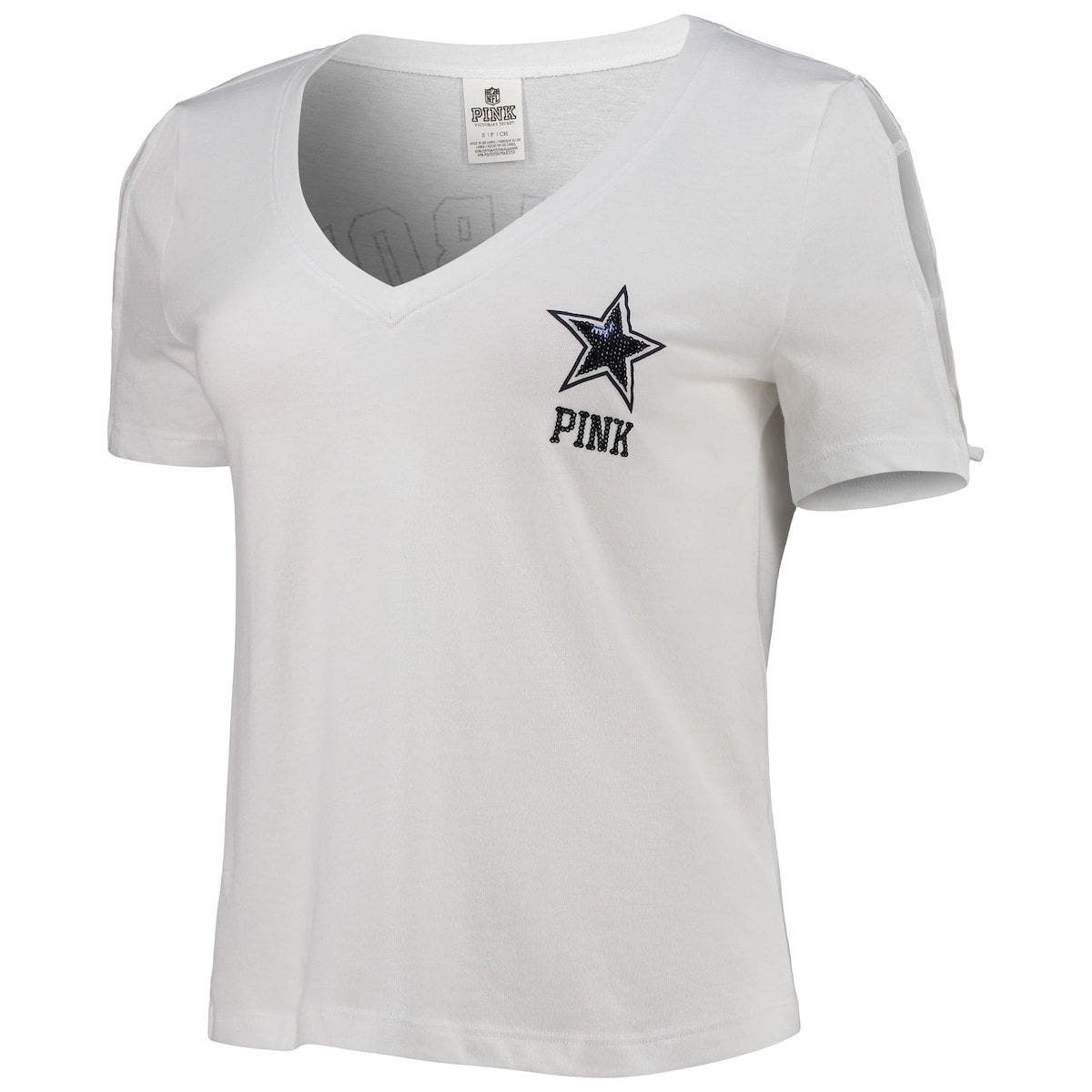 Victorias Secret PINK Perfect V-Neck Short Sleeve Tee T-Shirt Top White